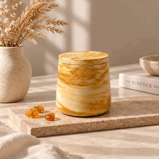 Marble Glow candle in amber marble finish