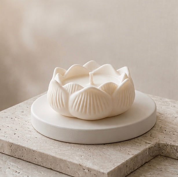 Bloom sculptural candle in white for Midnight Jasmine scent